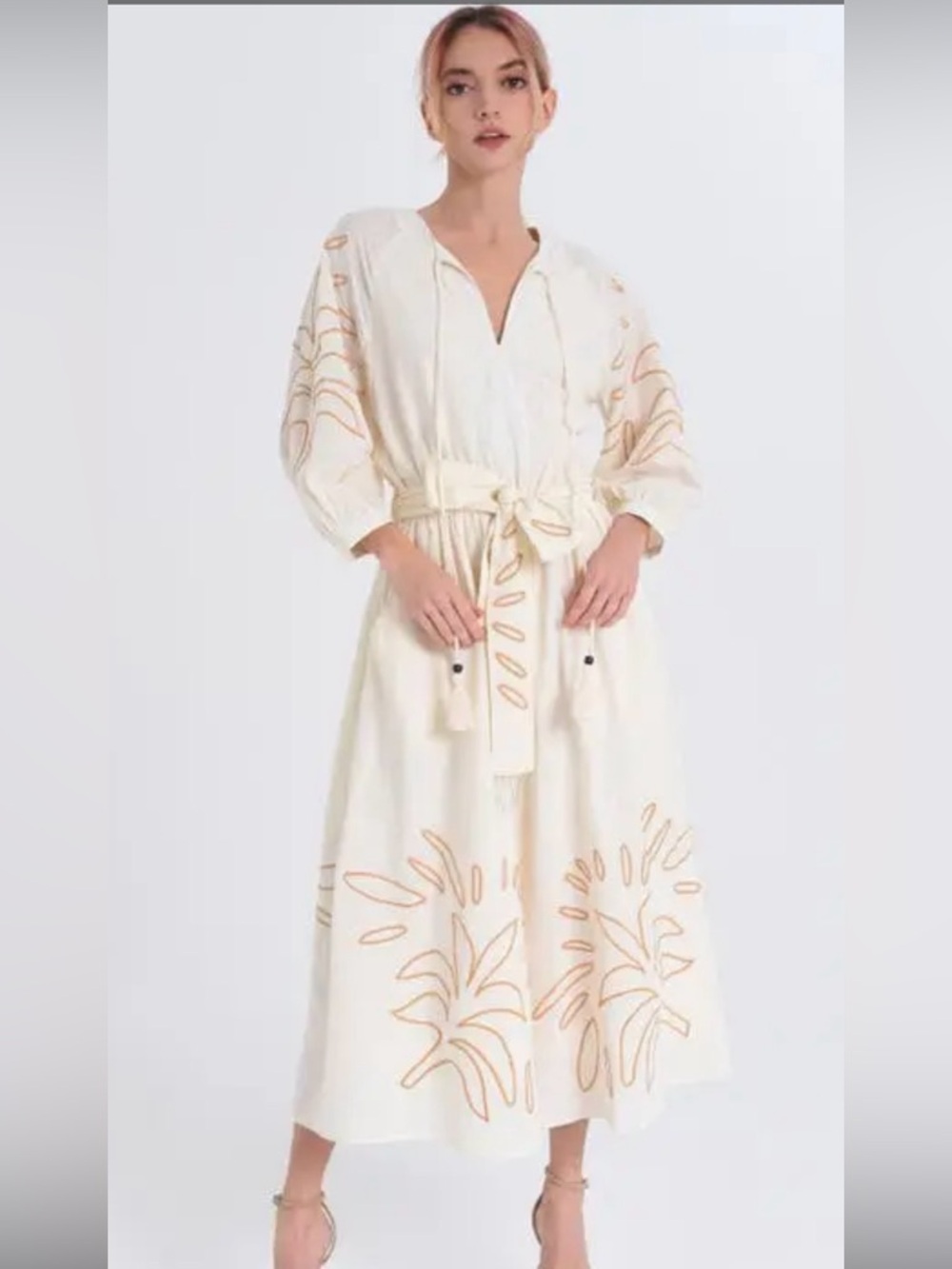 CIEBON Eliza Embroidered Midi Dress Size XS